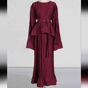 Two Piece Burgundy set with a skirt